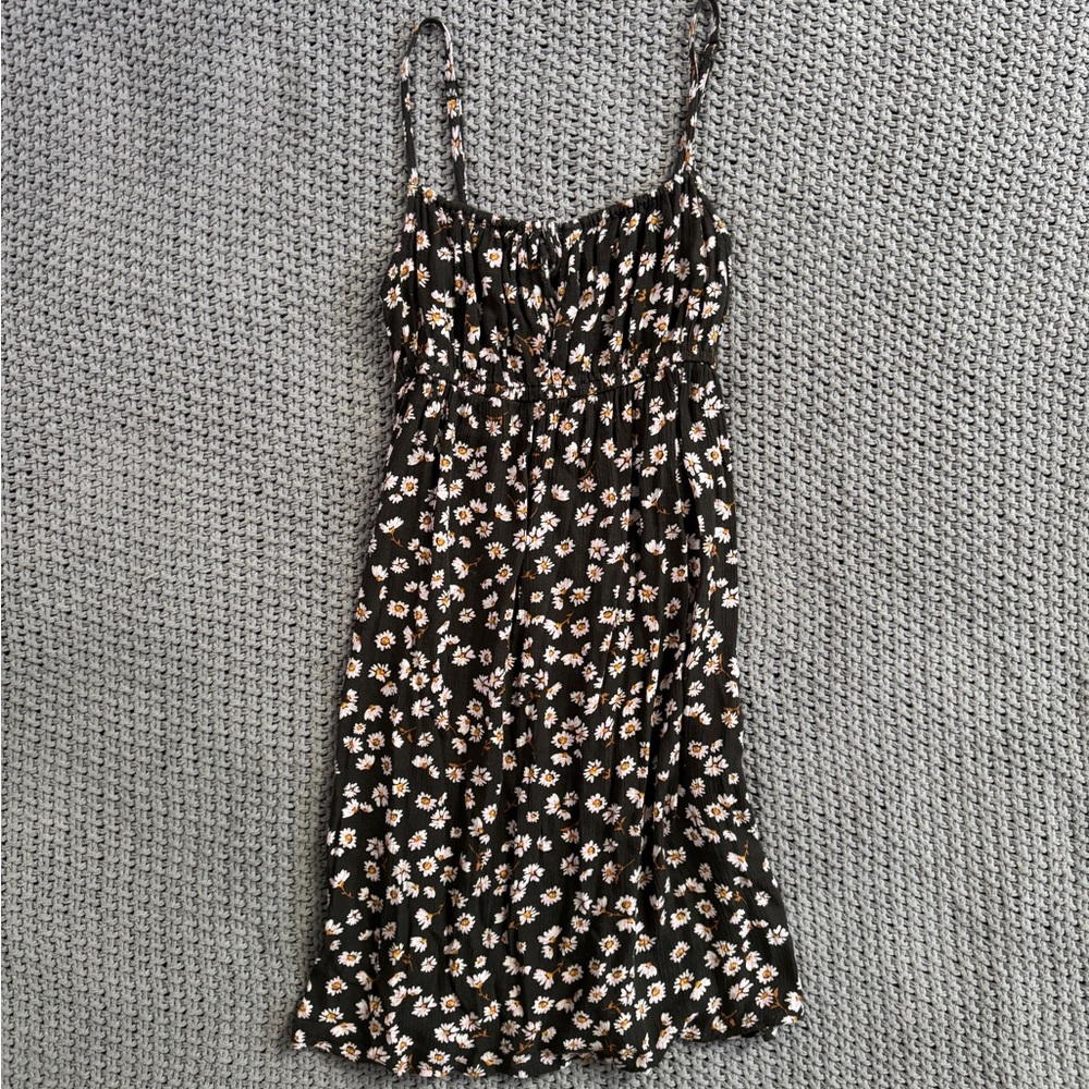 Billabong Black and White Floral Mini Dress With Adjustable Straps Small